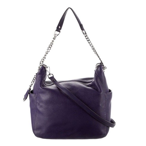 MICHAEL MICHAEL KORS Chain-Link Purple Leather, Silver Tone Hardware HOBO EUC - Picture 10 of 13